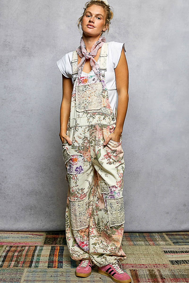 Floral Print Jogger Bottom Overalls