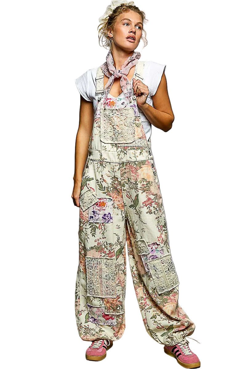 Floral Print Jogger Bottom Overalls