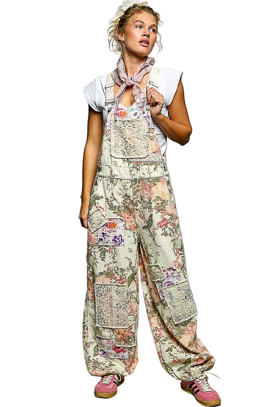 Floral Print Jogger Bottom Overalls