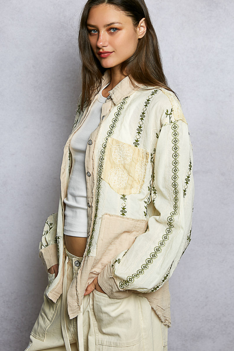 L/S Button Up Shirt with Embroidery