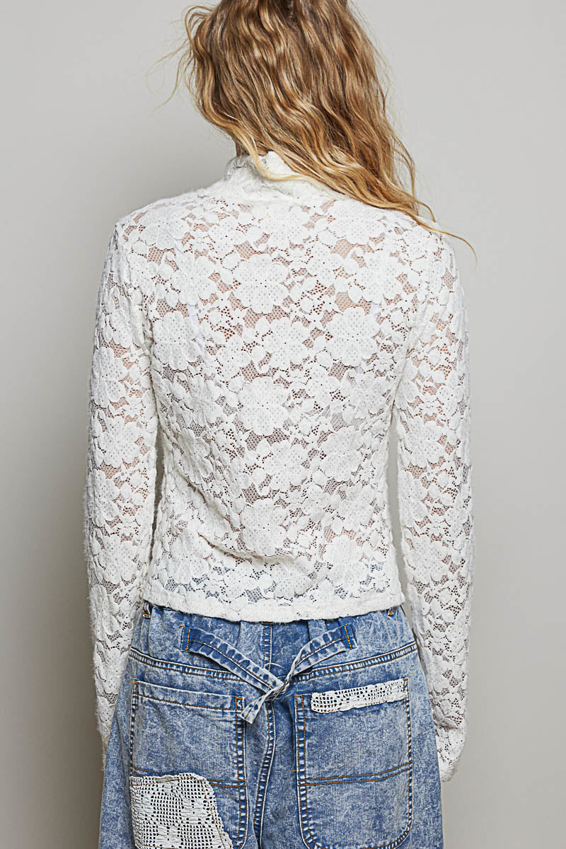 L/S Mock Neck Fitted Knit Top