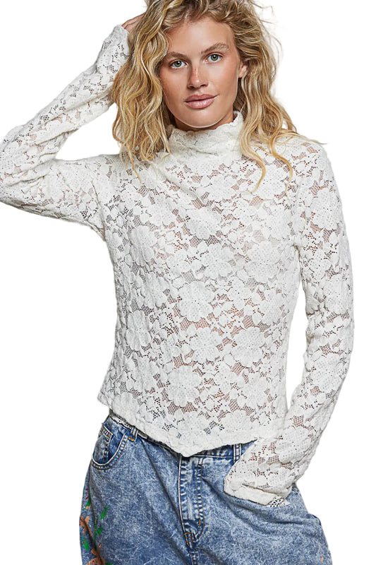 L/S Mock Neck Fitted Knit Top