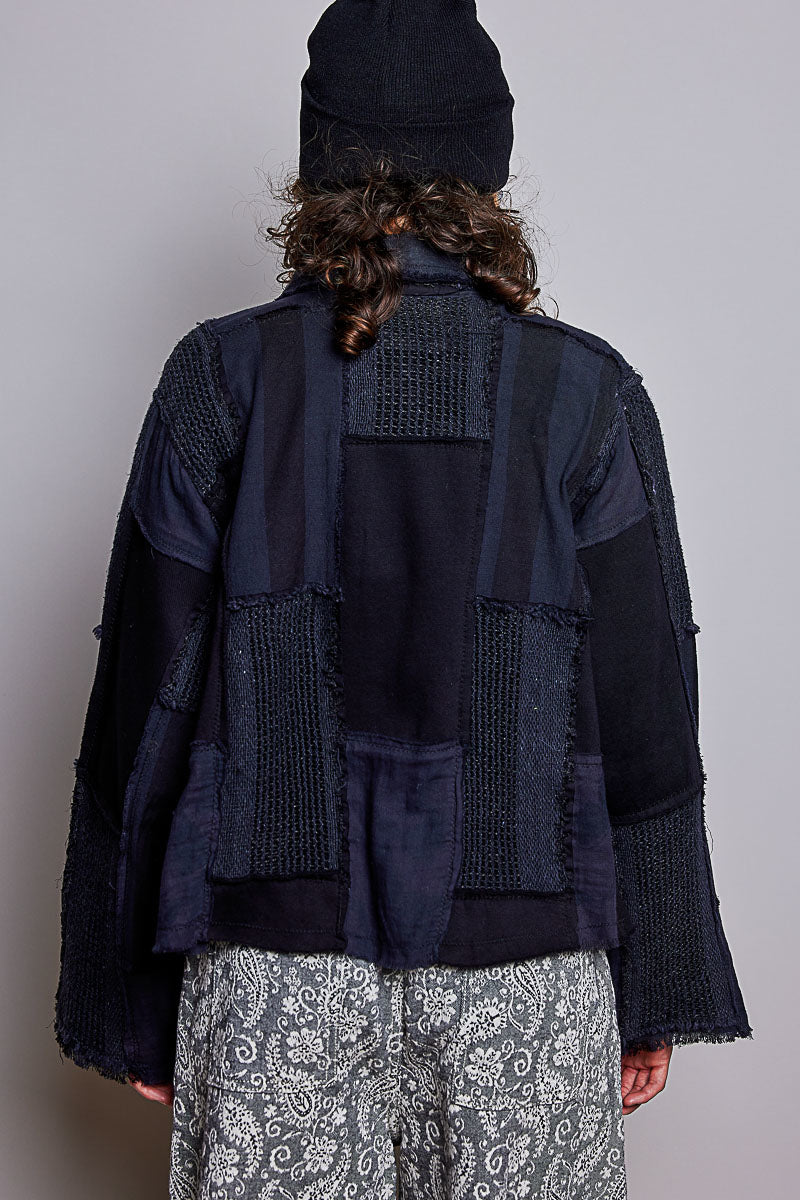 French Terry Jacket with Crochet Patch