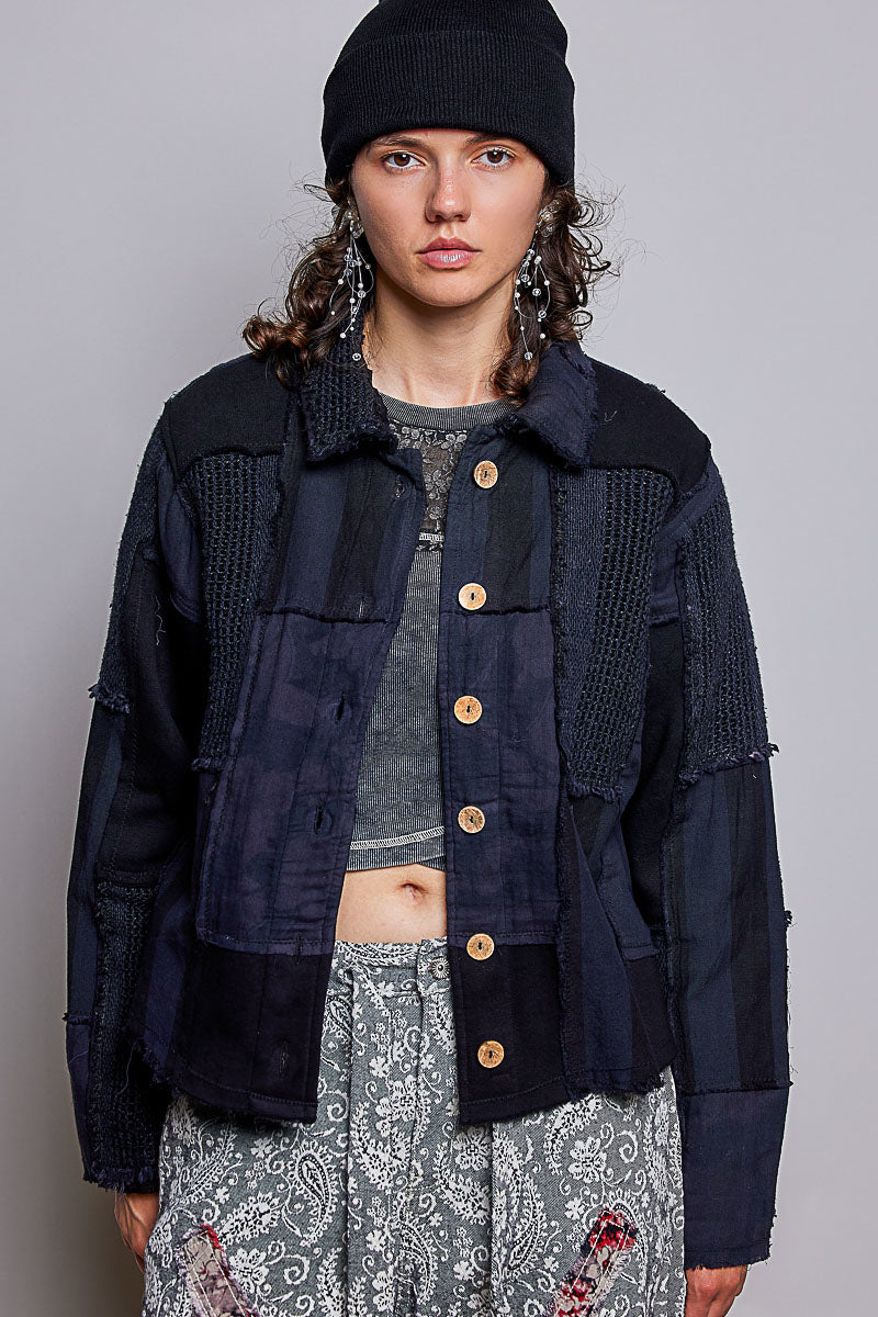 French Terry Jacket with Crochet Patch