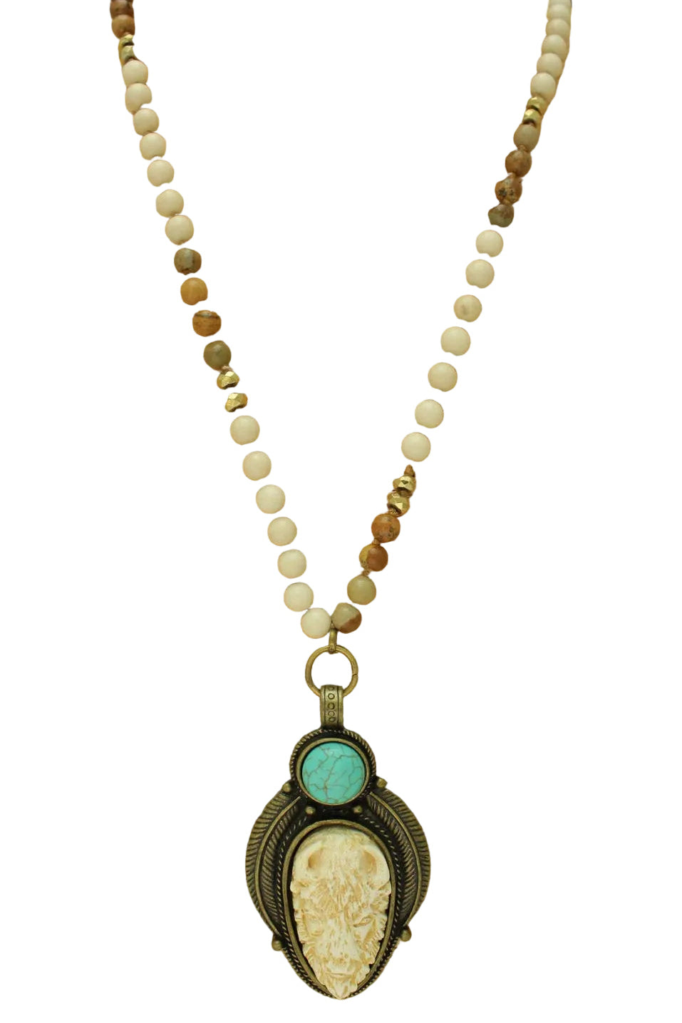 Long Beaded Necklace with Pendant