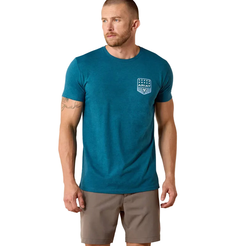 MNS Ariat Stripe Patriotic Badge T-Shirt