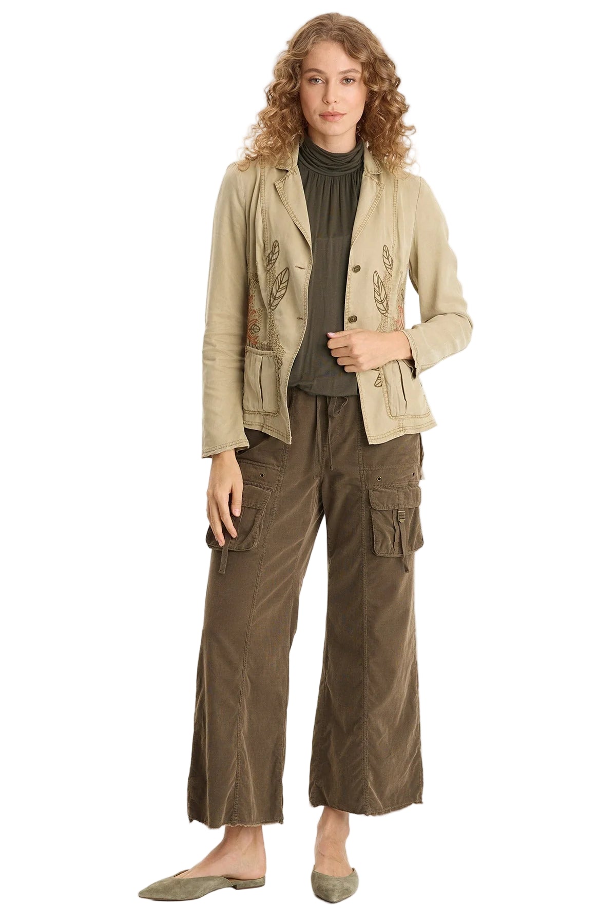 Heta Corduroy Wide-Leg Drawstring Cargo Pant
