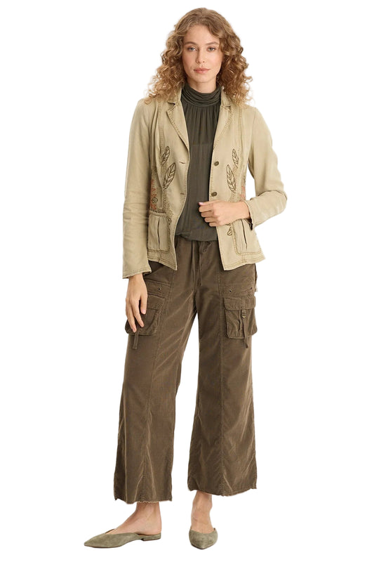 Heta Corduroy Wide-Leg Drawstring Cargo Pant