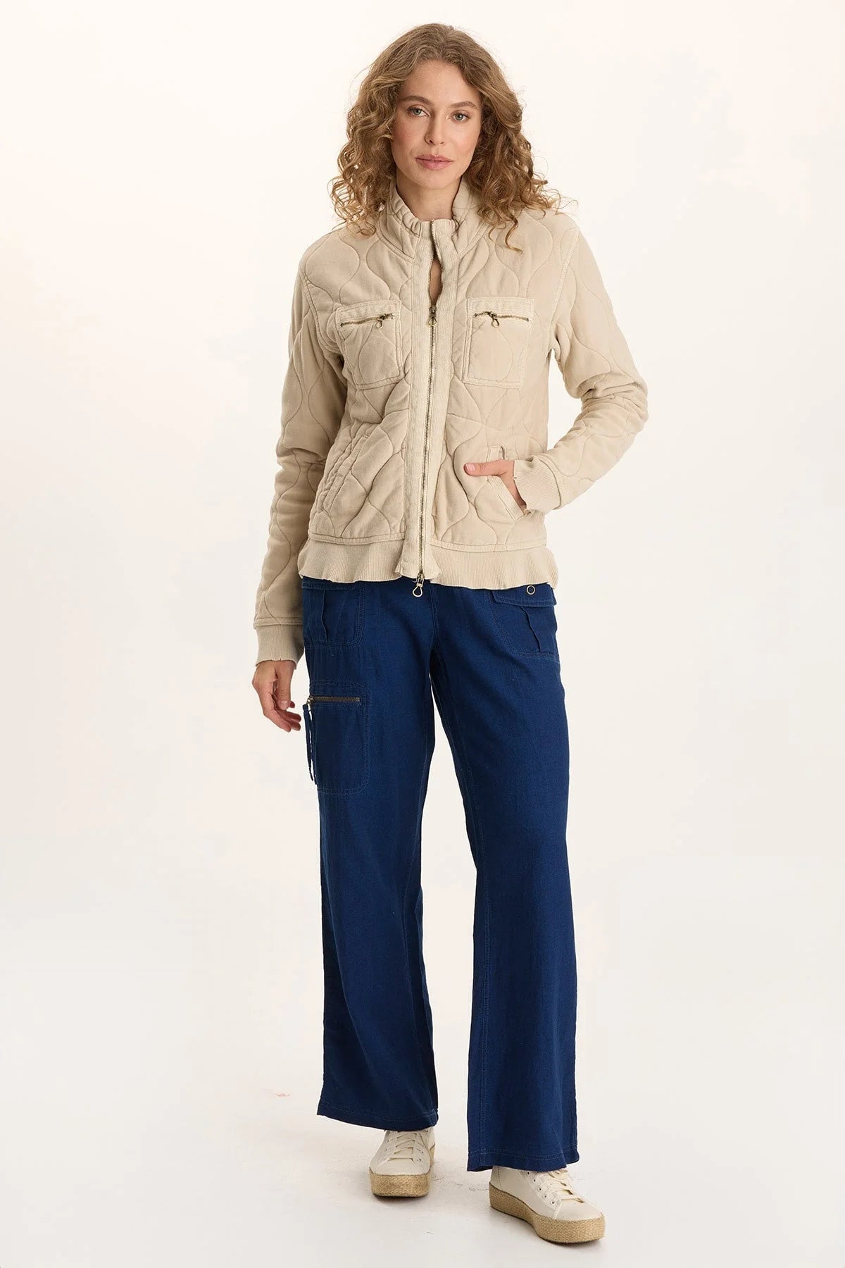 Osment Plush Quilted 4-Pocket Bomber Jacket