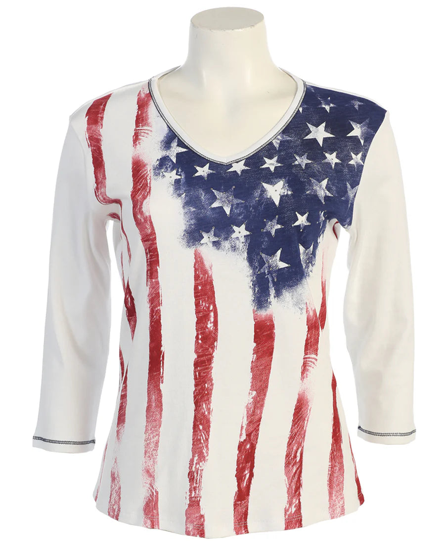 C - Old Glory 3/4" Sleeve Top