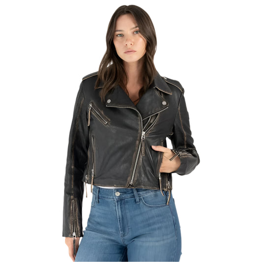 Sharon RF Cropped Moto Jacket