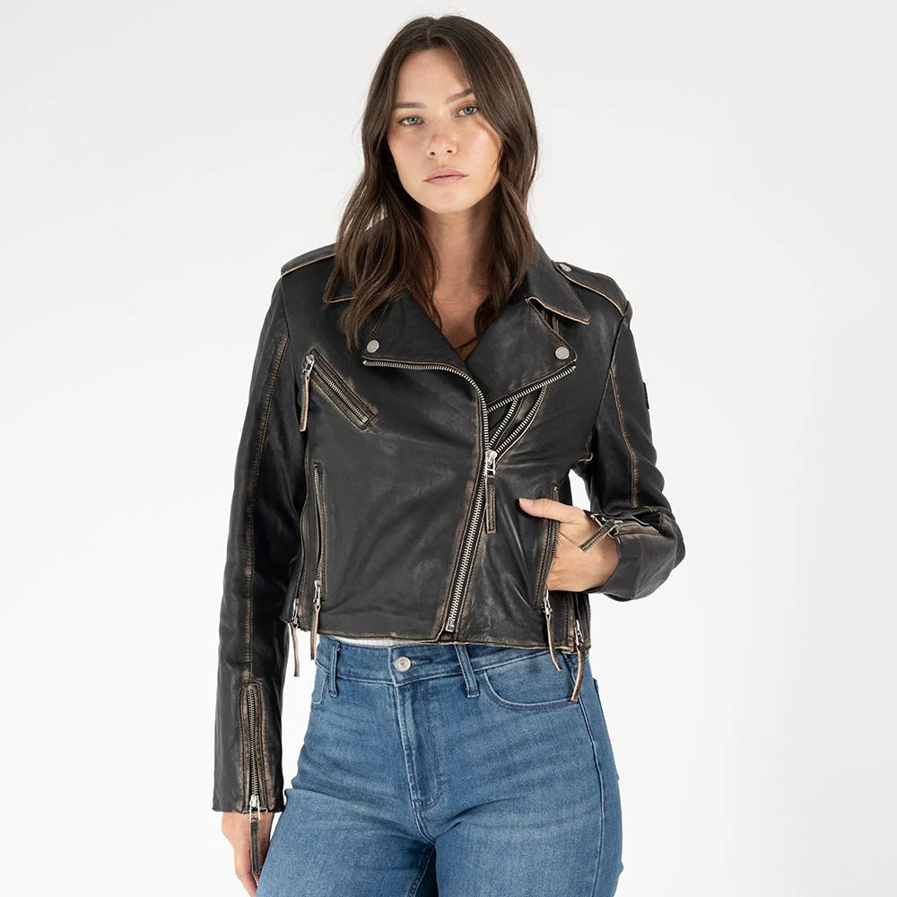 Sharon RF Cropped Moto Jacket