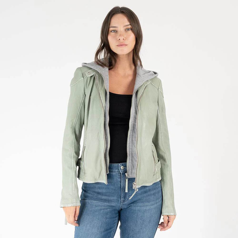 Finja RF Removable Hoodie Inset Leather Jacket