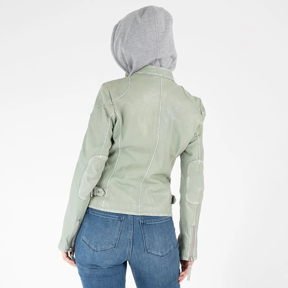 Finja RF Removable Hoodie Inset Leather Jacket