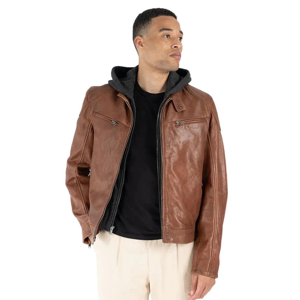 Men's Biko Muscle Fit Removable Full Insert Leather Jacket