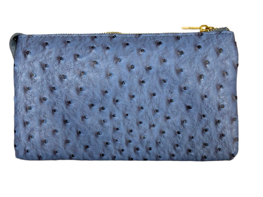 Folded Clutch with Zipper Ostrich Pattern