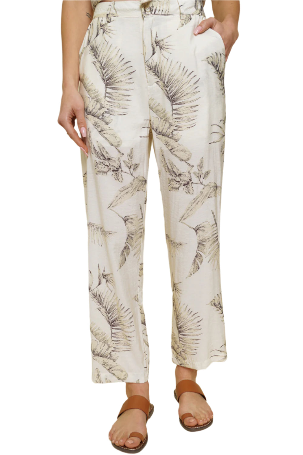 Tropical Print Straight Leg Pant