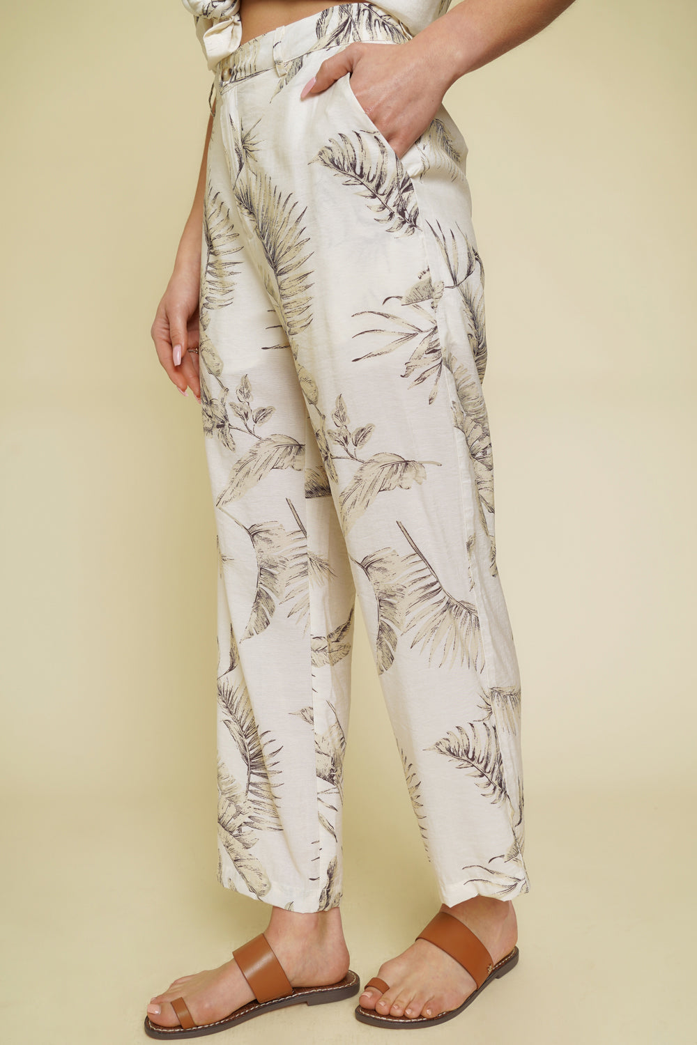 Tropical Print Straight Leg Pant