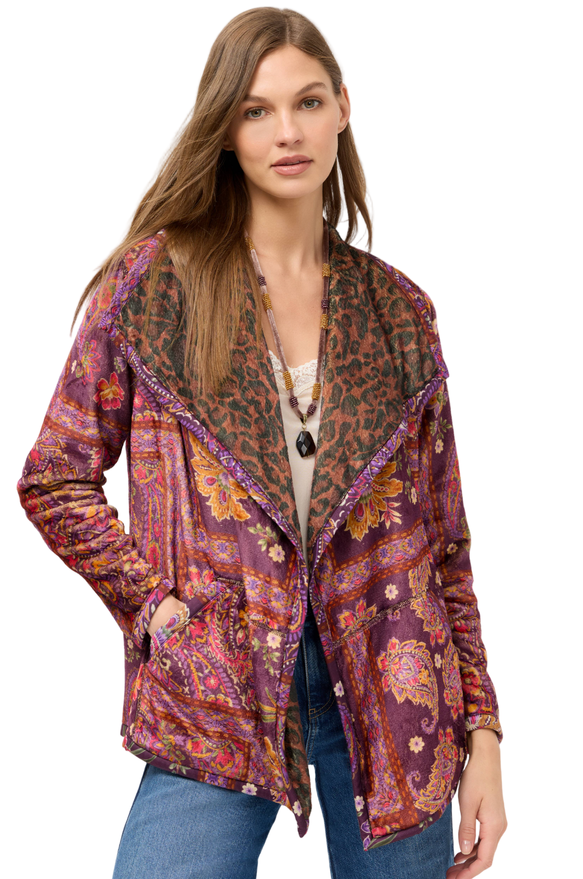 Joan Wrap Binded Sherpa Jacket (Reversible) - Domi