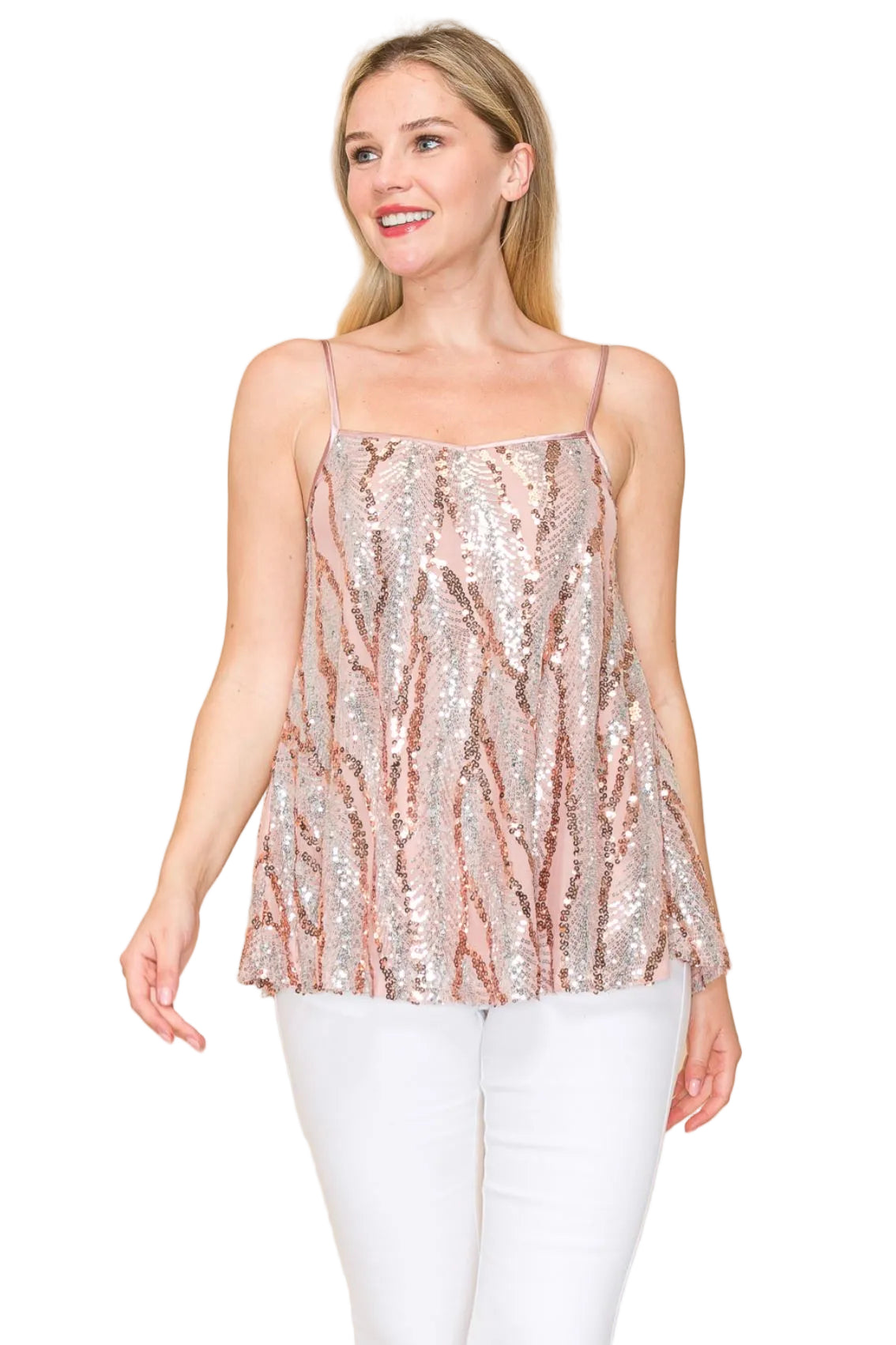 Leaves Textured Sequins Cami Top