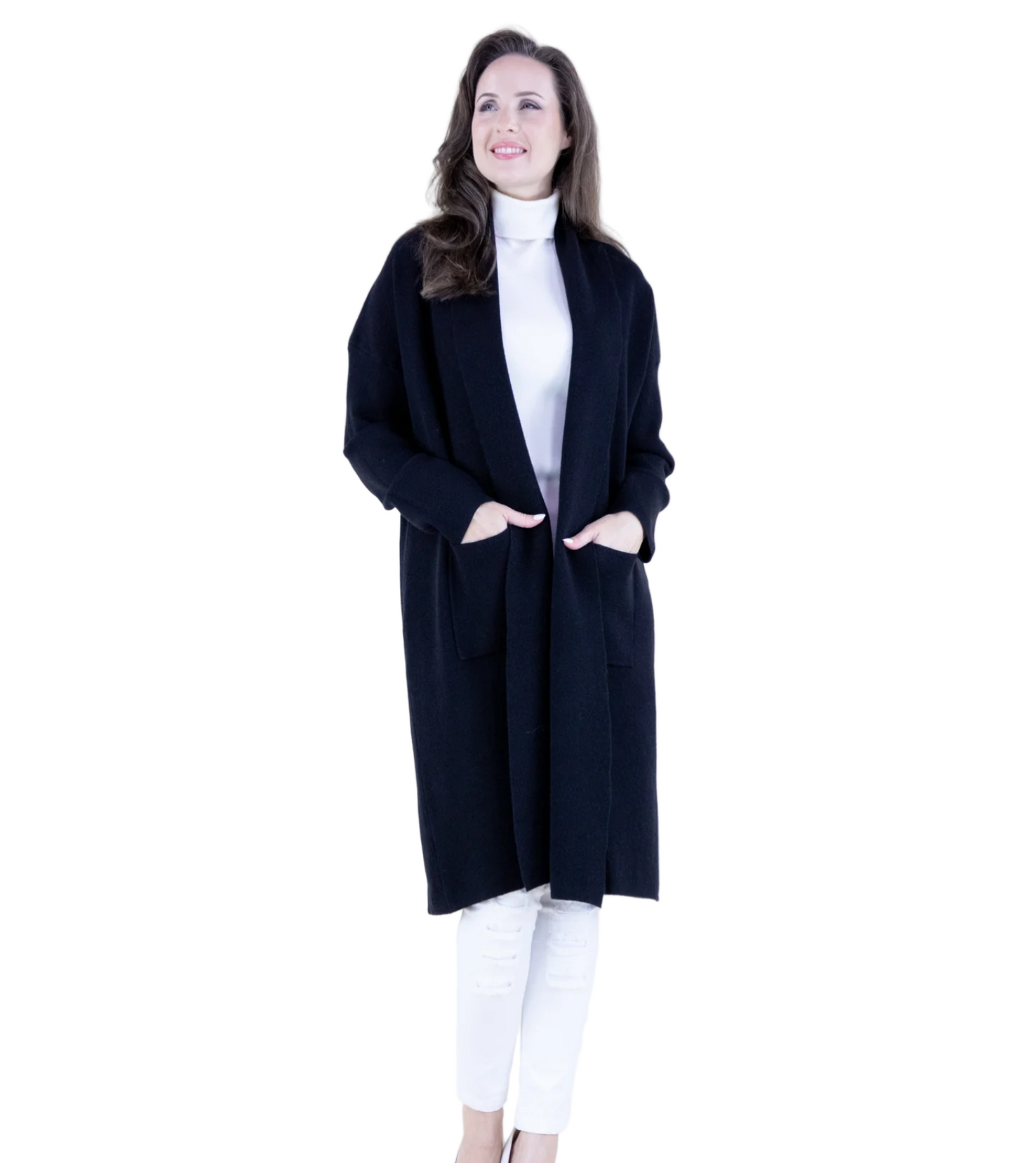 Shawl Collar Open Front Cardigan