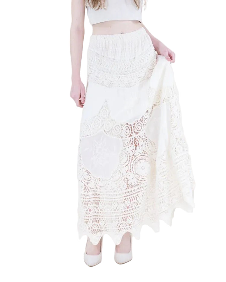 Capri Coast Crochet Lace Maxi Skirt