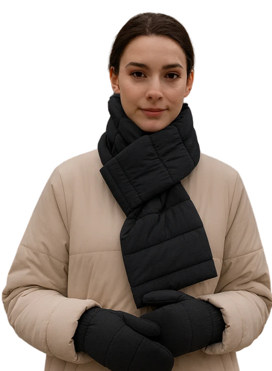 Solid Matte Ribbed Puffer Keyhole Scarf