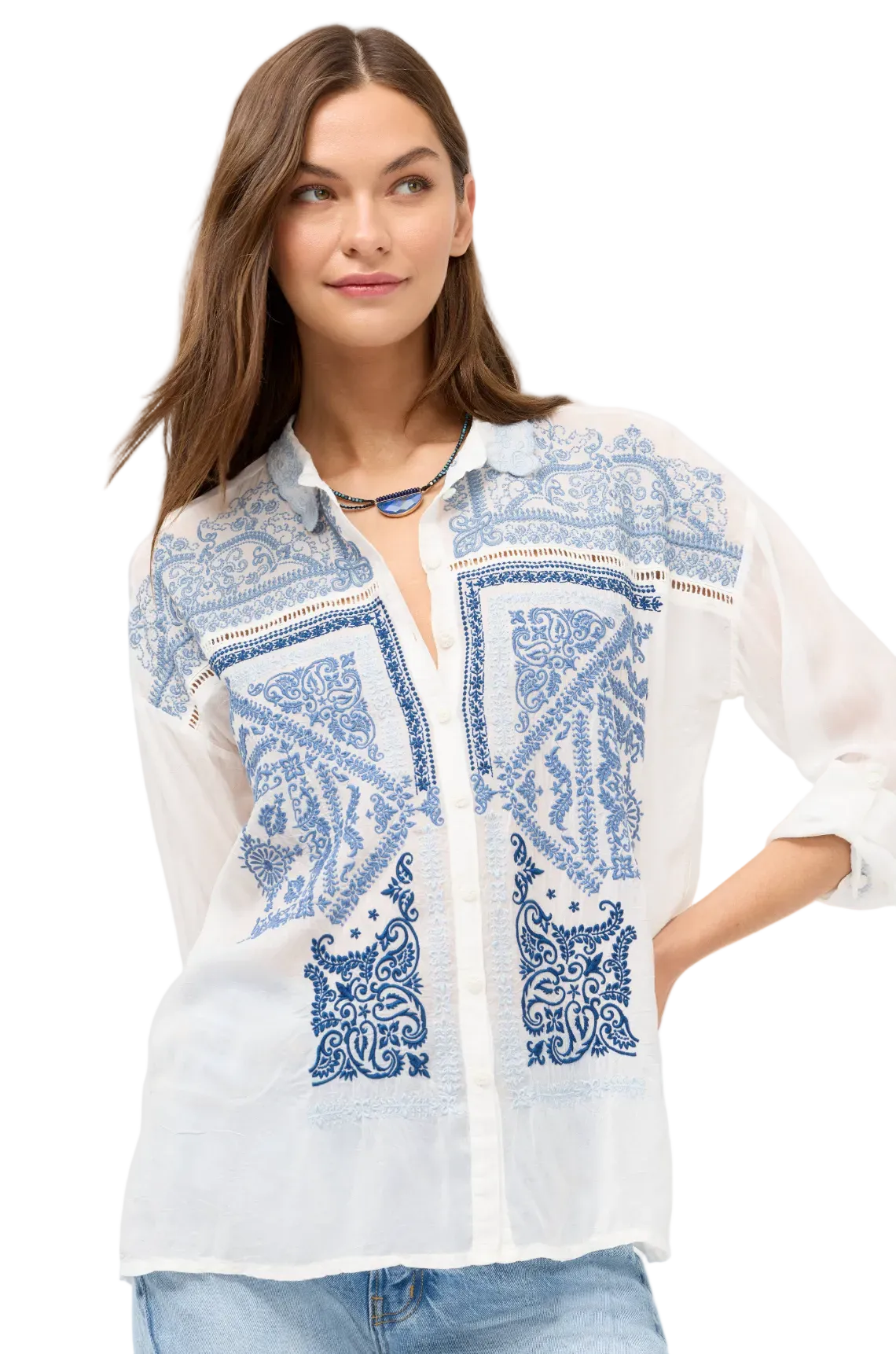 The Slim Audrey Collared Shirt - Bandana
