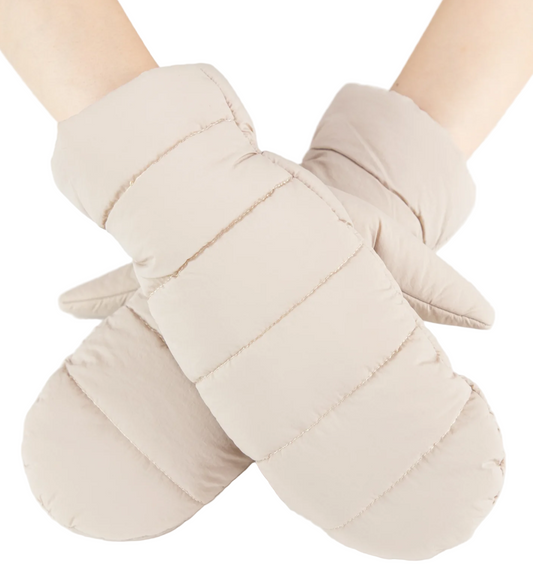 Solid Matte Ribbed Puffer Mittens
