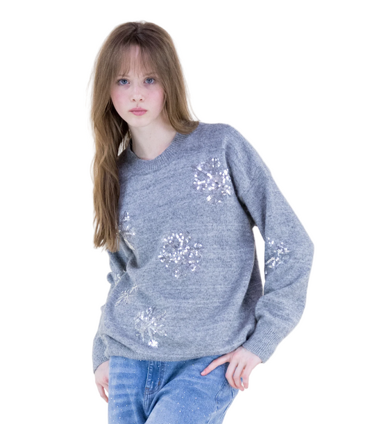 Sweater with Sequin Snowflakes