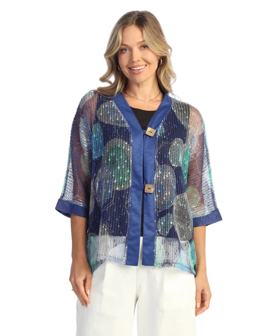 Boucle Mesh Cardigan with 2 Buttons - Brook