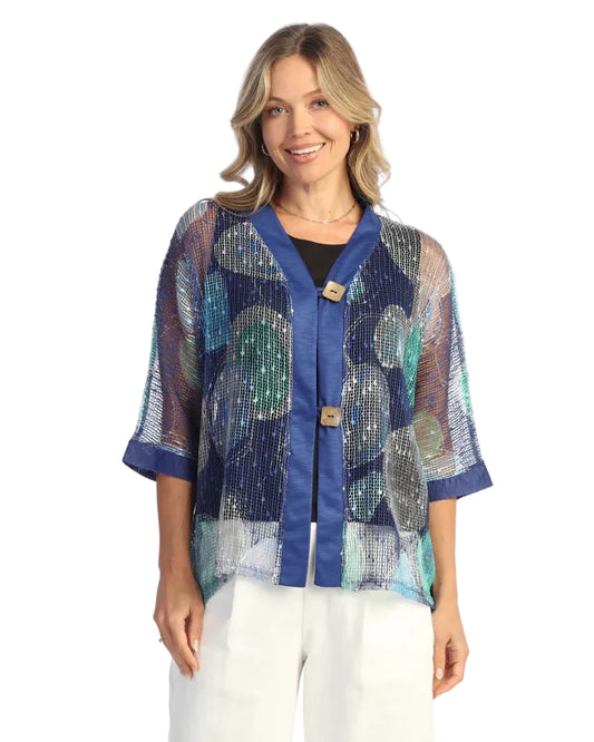 Boucle Mesh Cardigan with 2 Buttons - Brook