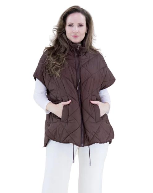 Boxy Funnel Neck Adjustable Waist Puffer Vest