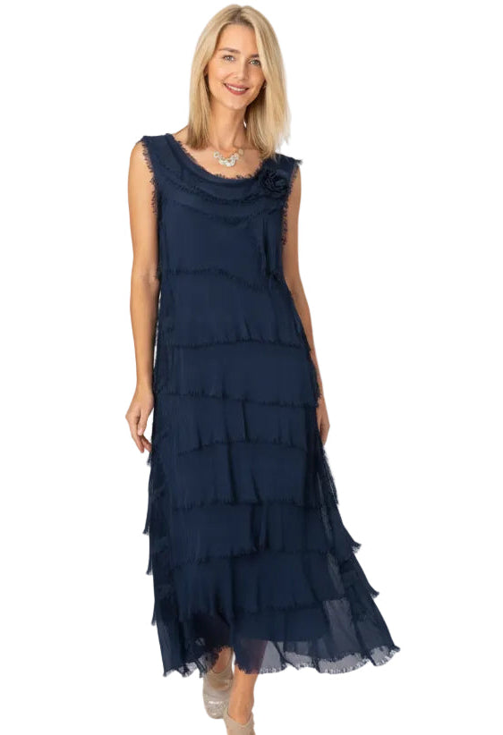 2PC Sleeveless Ruffle Dress with Short Cardigan