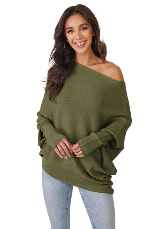 Asymmetrical Cuff Sleeve Knit Top