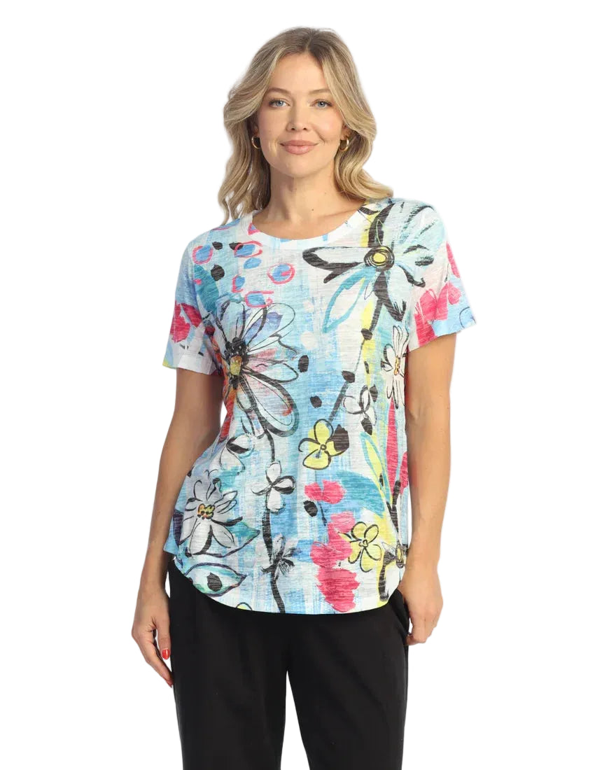 Burnout S/S Round Hem Top - Laura