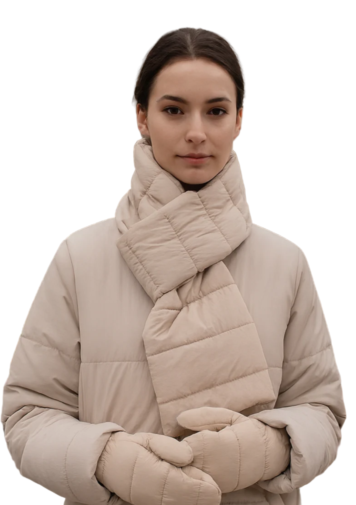 Solid Matte Ribbed Puffer Keyhole Scarf