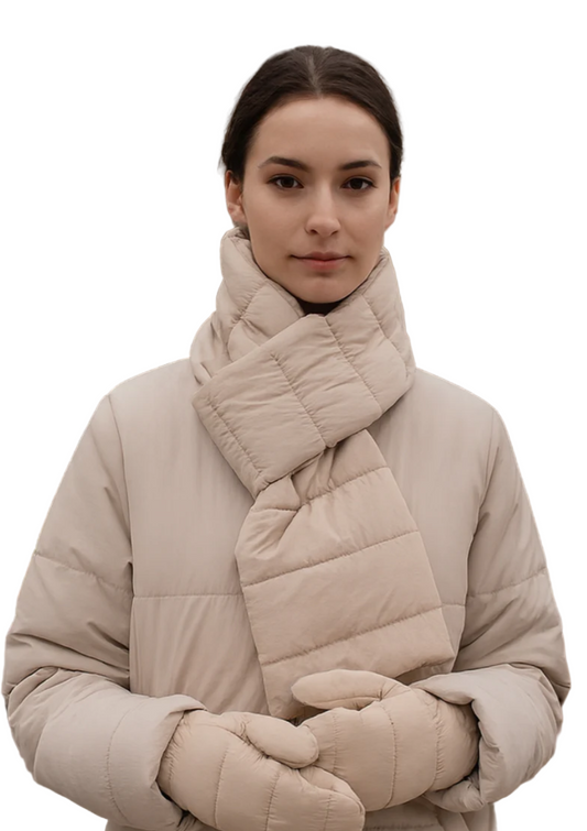 Solid Matte Ribbed Puffer Keyhole Scarf