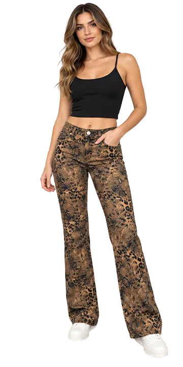 Faux Suede Leopard Pants