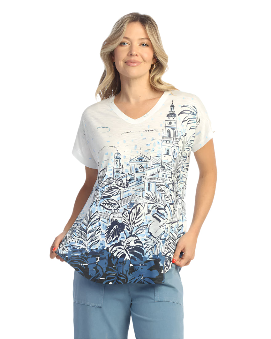 C-V-Neck Dolman Cap-Sleeve Top, Europa