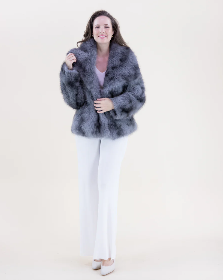 Wide Lapel Faux Fur Lynx Jacket