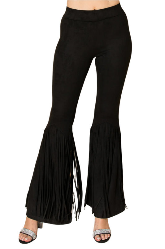 Fringe Suede Pull On Pants