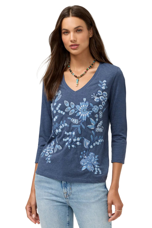 3/4 Sleeve V-Neck Tee - Sarai