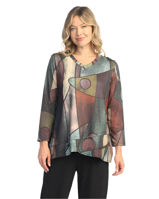 V-Neck Tunic Top with Tulip Hem, Tom Tom