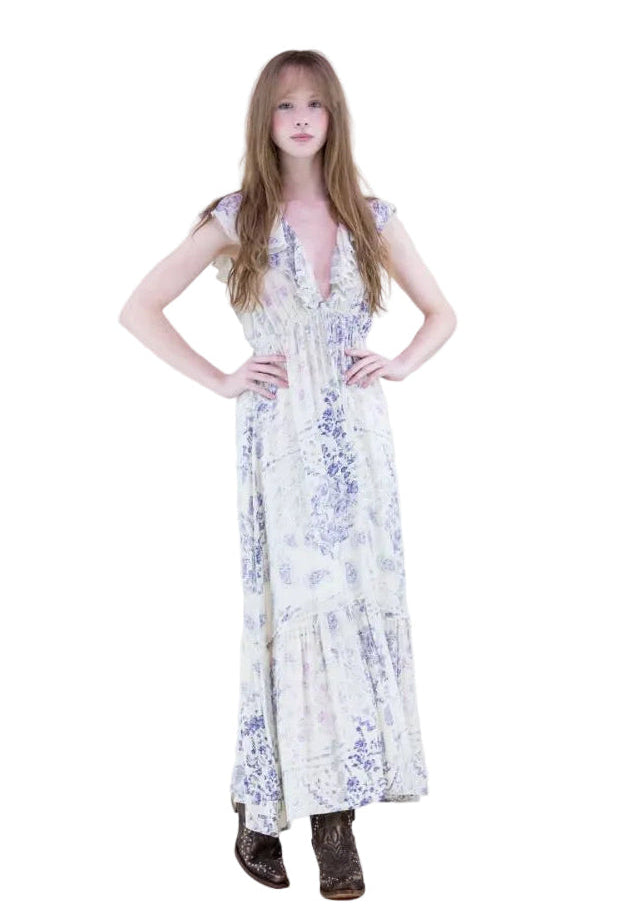 Vintage Romantic Ruffle Maxi Sundress