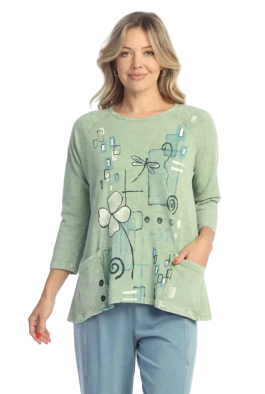 Patch Pockets Tunic Top - Carmel