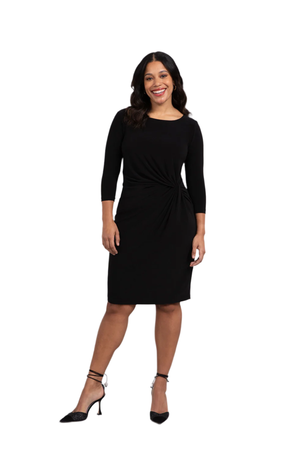 Side Twist Dress 3/4 Sleeve