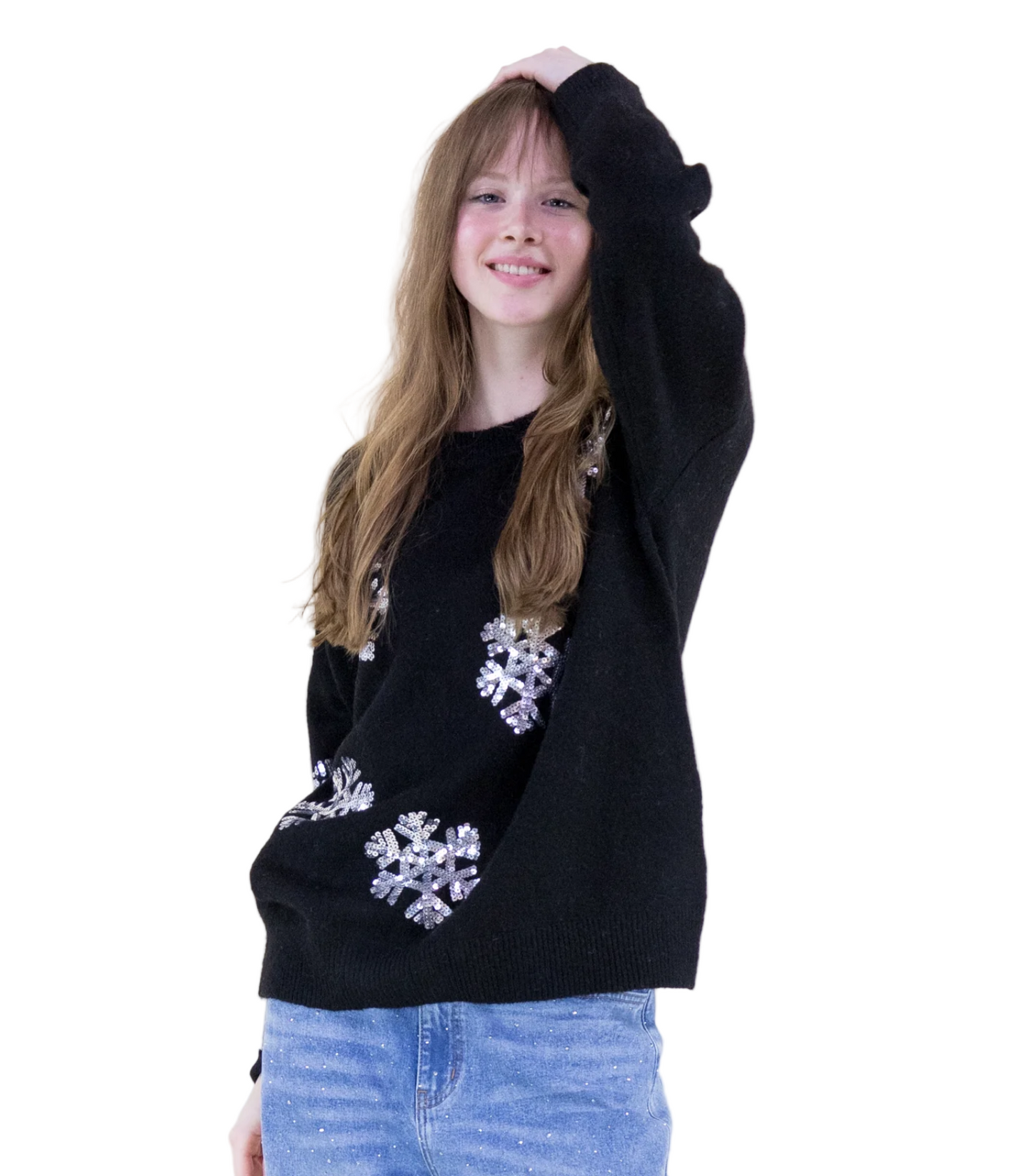 Sweater with Sequin Snowflakes