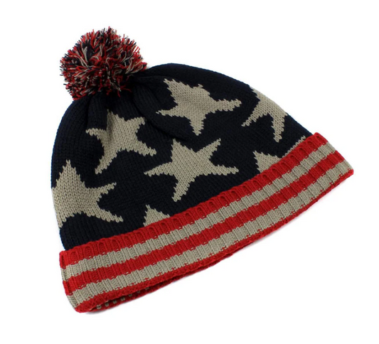 Americana Beanie with Pom Pom