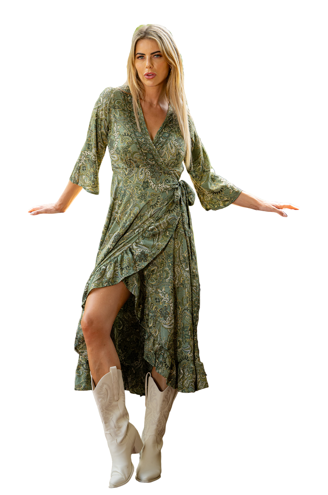 L/S Wrap Dress - Sherwood